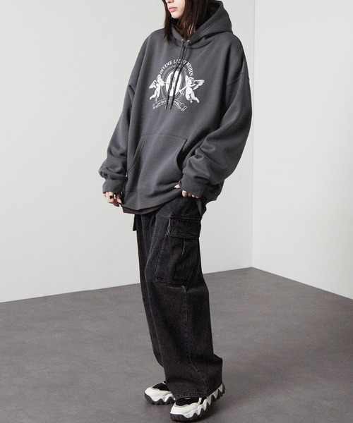 Alfred Alex】エンジェルグラフィック ビッグプルオーバーパーカー