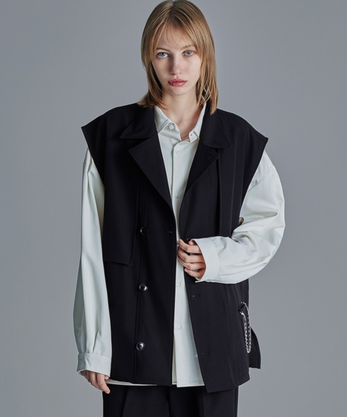 セール】ドレープモード チェーントレンチジレベスト【セットアップ