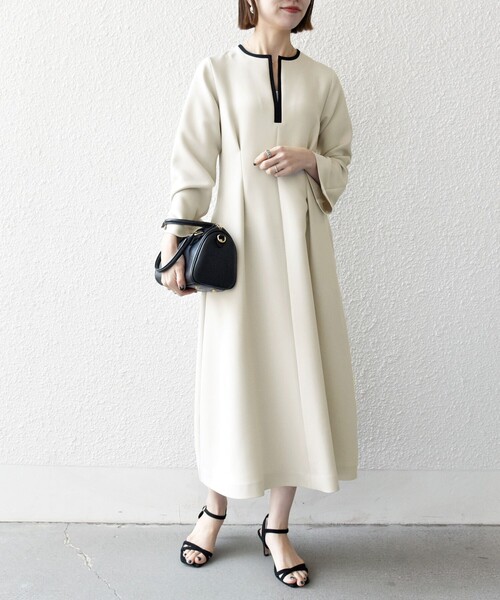 WEB限定】SHIPS any: ダブルクロス ウエスト タック Aライン