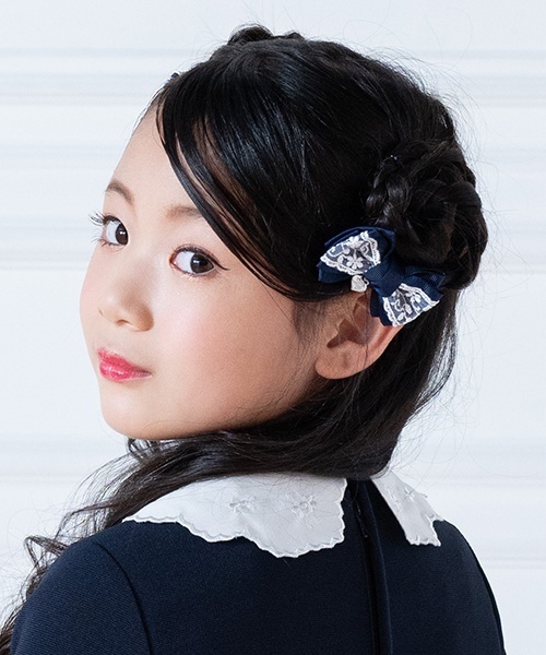 リボンレース ヘアポニー2個セット（ヘアゴム）｜mezzo piano