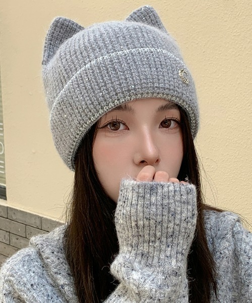 A'GEM/9 × .kom『.kom/ドットケーオーエム』 猫耳ニットビーニー .KOM