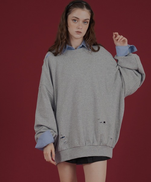 セール】オーバーサイズダメージスウェット（スウェット）｜Mili