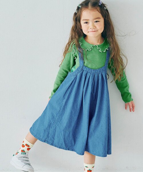 ギンガムチェックジャンスカ&メロウトップスセット_ジュニア対応