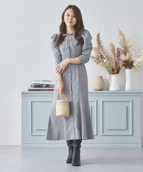 セール】チドリチェックリボンワンピース/MM437404（ワンピース