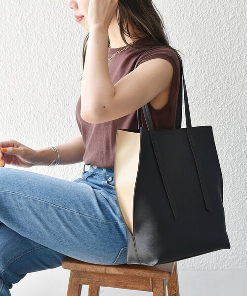 SHIPS any: ポーチ付き バイカラー A4 トート バッグ（トートバッグ