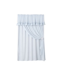 フリルバランス ダブルカーテン H2000×W1000 ライトブルー（インテリア