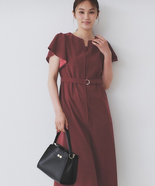 セール】《S-3Lサイズ》フリルスリーブワンピース【洗濯機洗い可