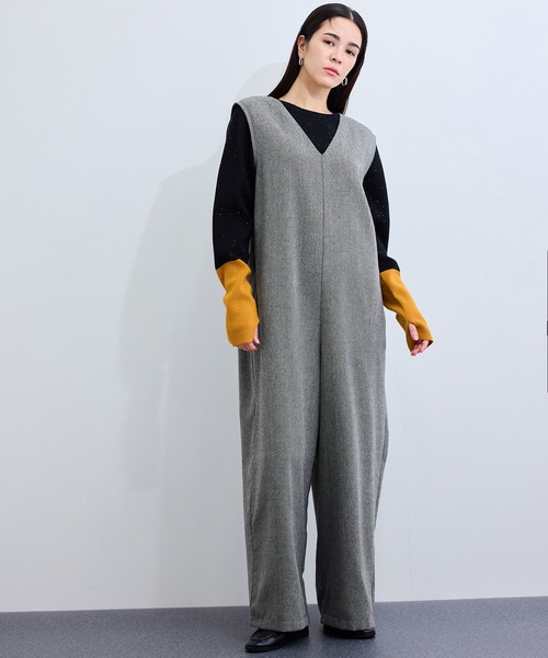 セール】ラメヘリンボーンサロペット（つなぎ/オールインワン）｜LE