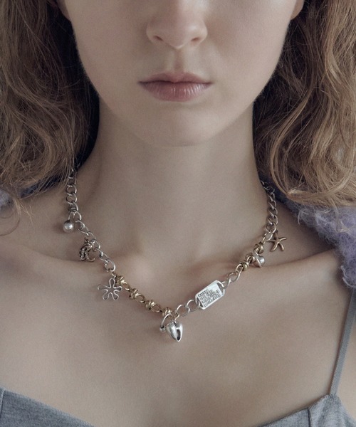 ミックス チャーム IDプレート ネックレス（ネックレス）｜GOLDY