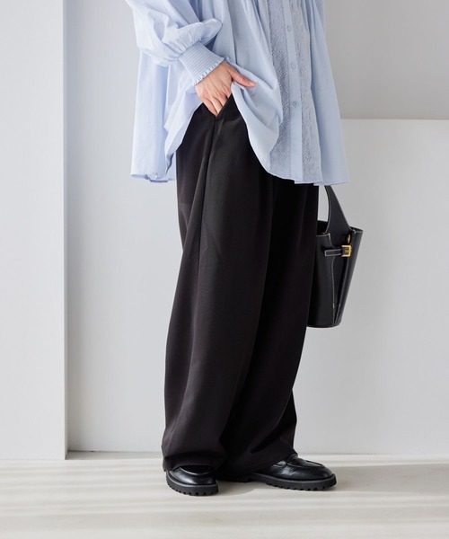 2タックワイドストレートパンツ[プチ・プラスサイズあり