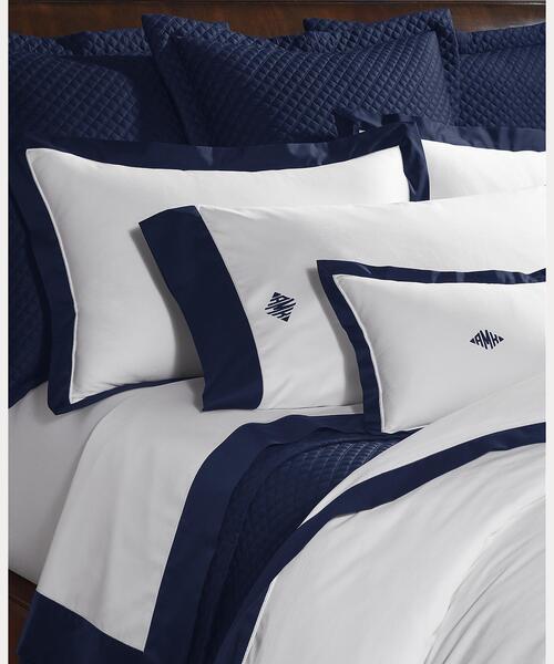 オーガニック コットン サティーン ボーダー フラットシーツ/ダブル