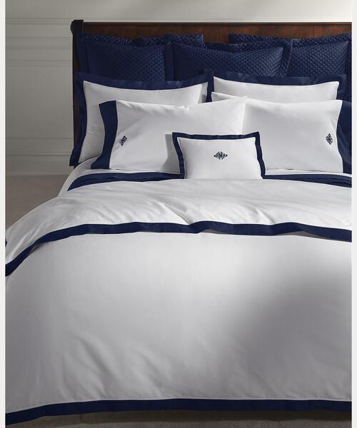 オーガニック コットン サティーン ボーダー フラットシーツ/ダブル