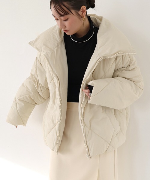 セール】ダイヤキルティングフェイクダウン中綿ジャケット（ダウン