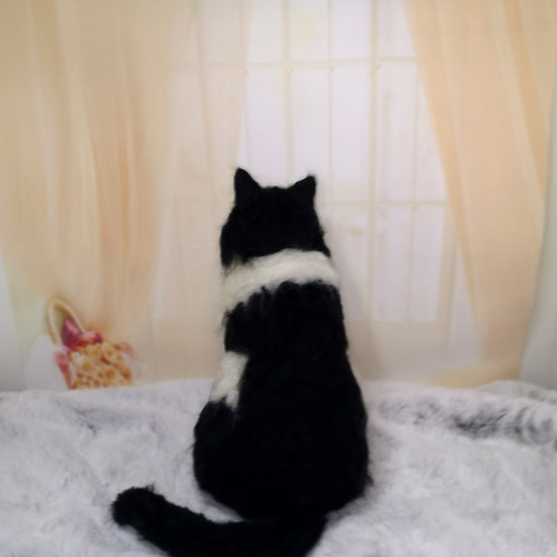 ☆羊毛フェルト白黒ねこ親子☆ 猫 ハンドメイド ねこ ネコ フェルト猫