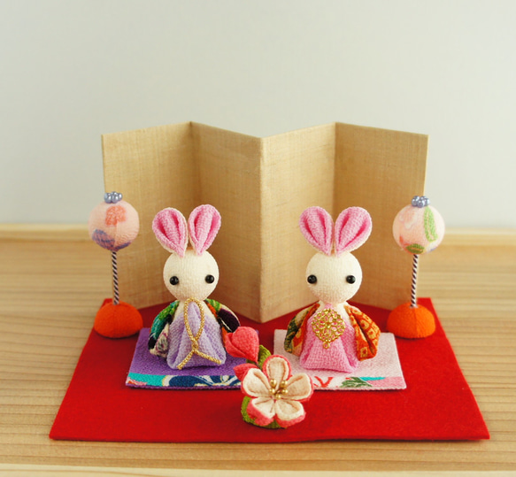 つまみ細工 ちりめん 卯年 うさぎ ひなまつり ひな人形・雛飾り clover