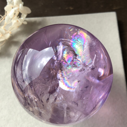 虹入り！透明感抜群！高品質⭐︎アイリスアメジストスフィア☆瀧川神社