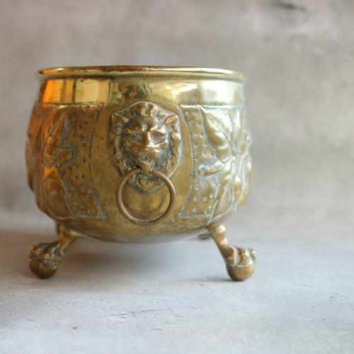 真鍮製 チェリー模様 アンティーク ジャルニディエール プランター