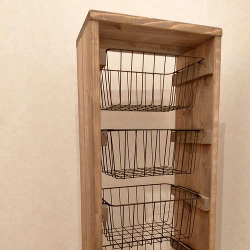 新色】ワイヤーバスケット5段シェルフキャスター付き【handmade