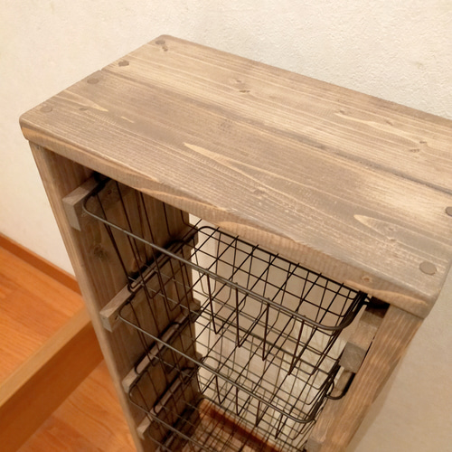 新色】ワイヤーバスケット5段シェルフキャスター付き【handmade