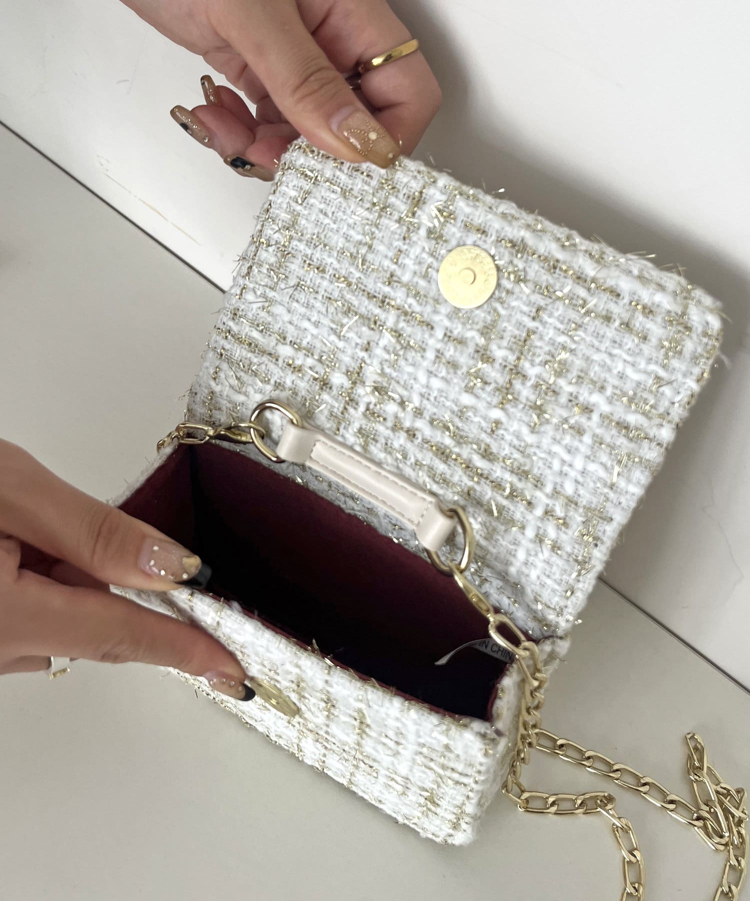 パールハンドルツイードミニチェーンバッグ | prose verse(プロズ