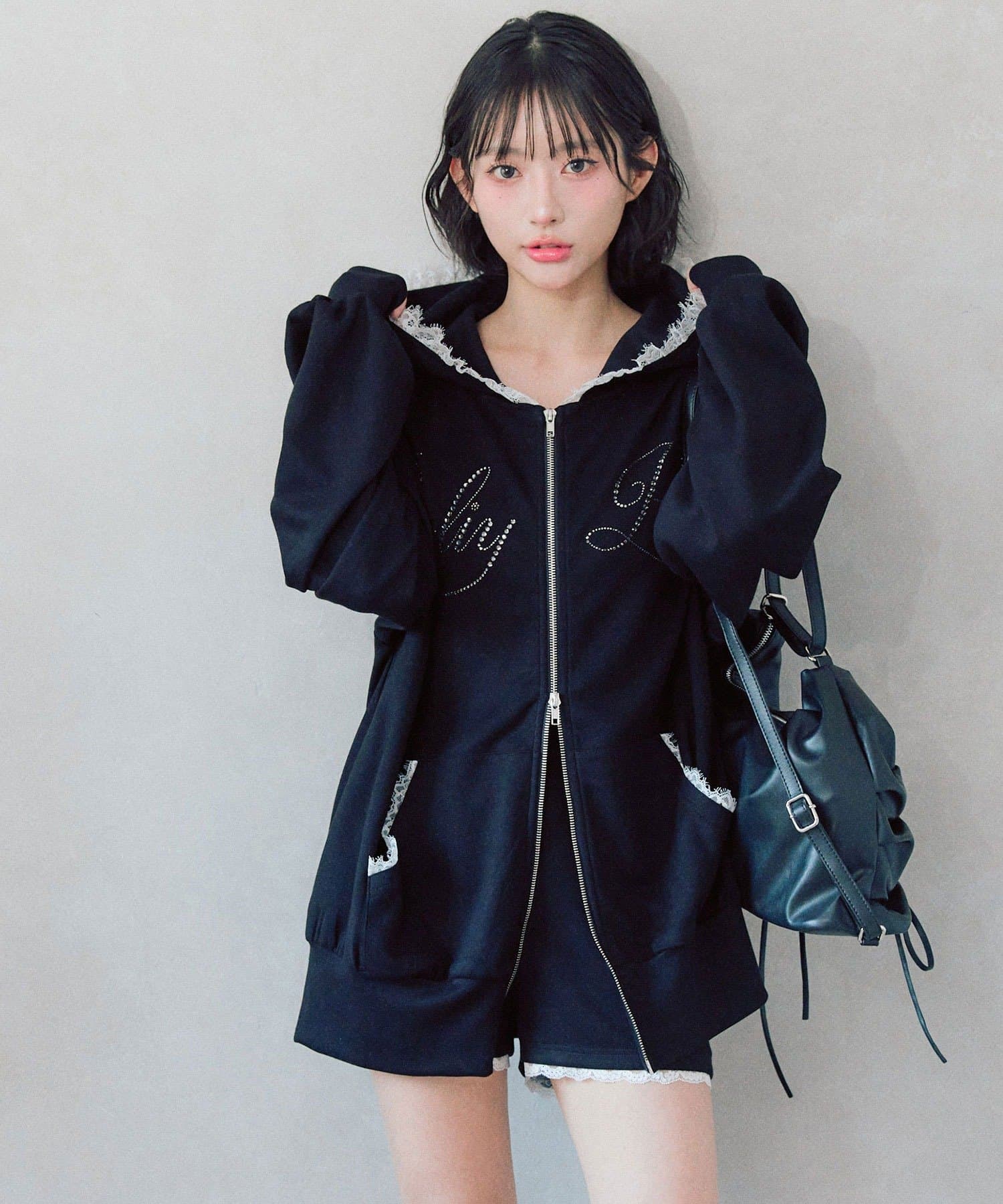 ロゴ入りレースパーカー | OLIVE des OLIVE(オリーブ デ オリーブ