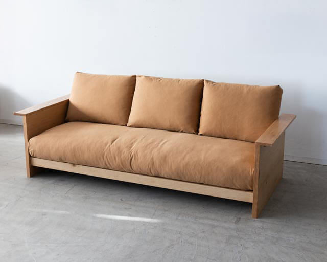 廃盤特価］3.5Pソファ ジム オーク材 / 張地 8号帆布マスタード色