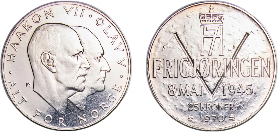 25 Kroner - Olav V (Liberation) 1970 (UNC) - Royal Norwegian Mint