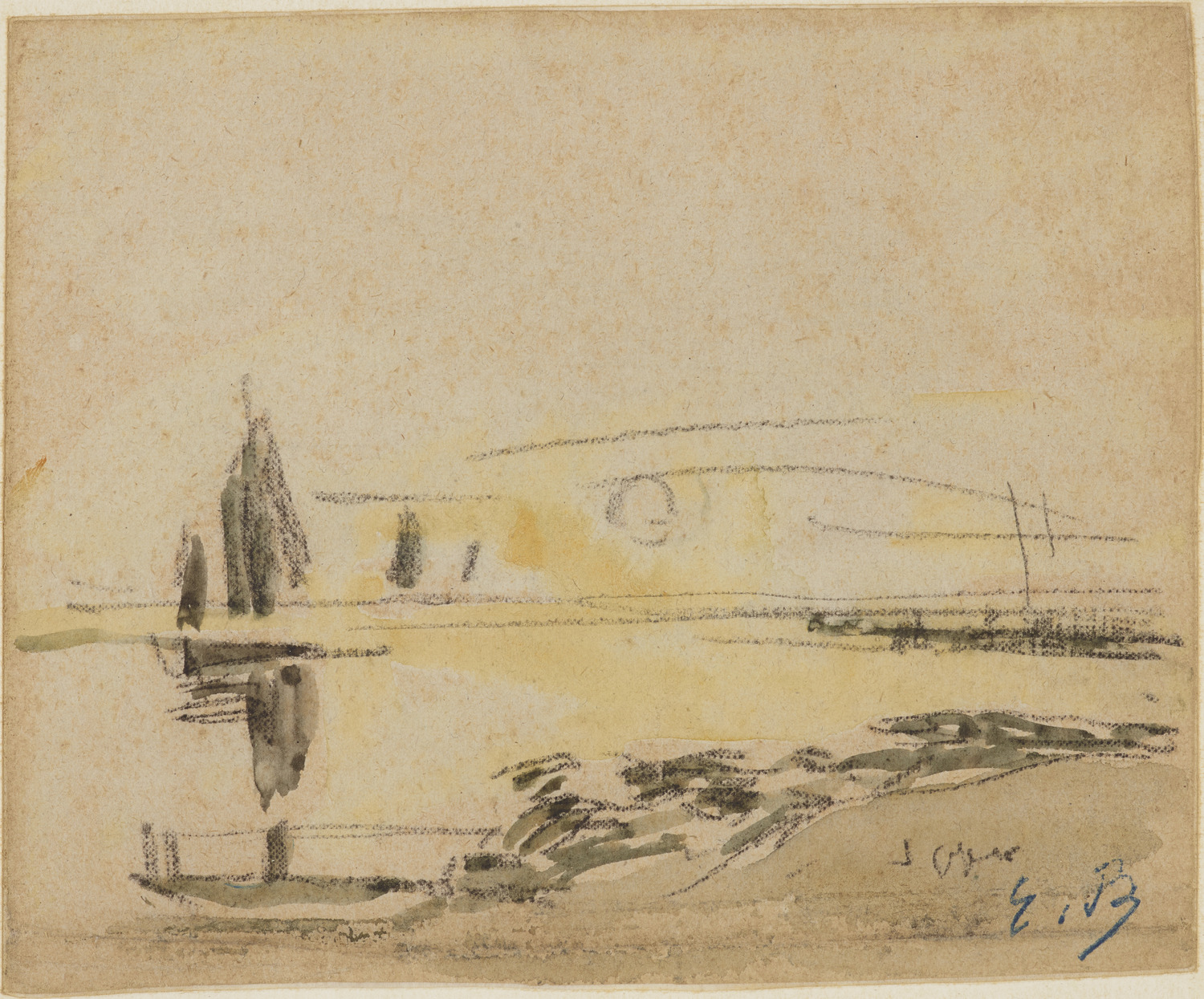 岸辺の日没(表)、帆船の習作(裏)|ウジェーヌ・ブーダン |所蔵作品検索