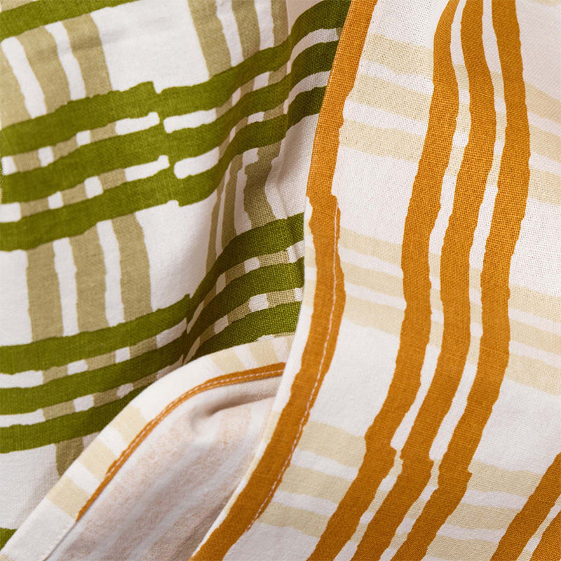 TCS トレリス ティータオル 2枚セット グリーン&オレンジ｜キッチン