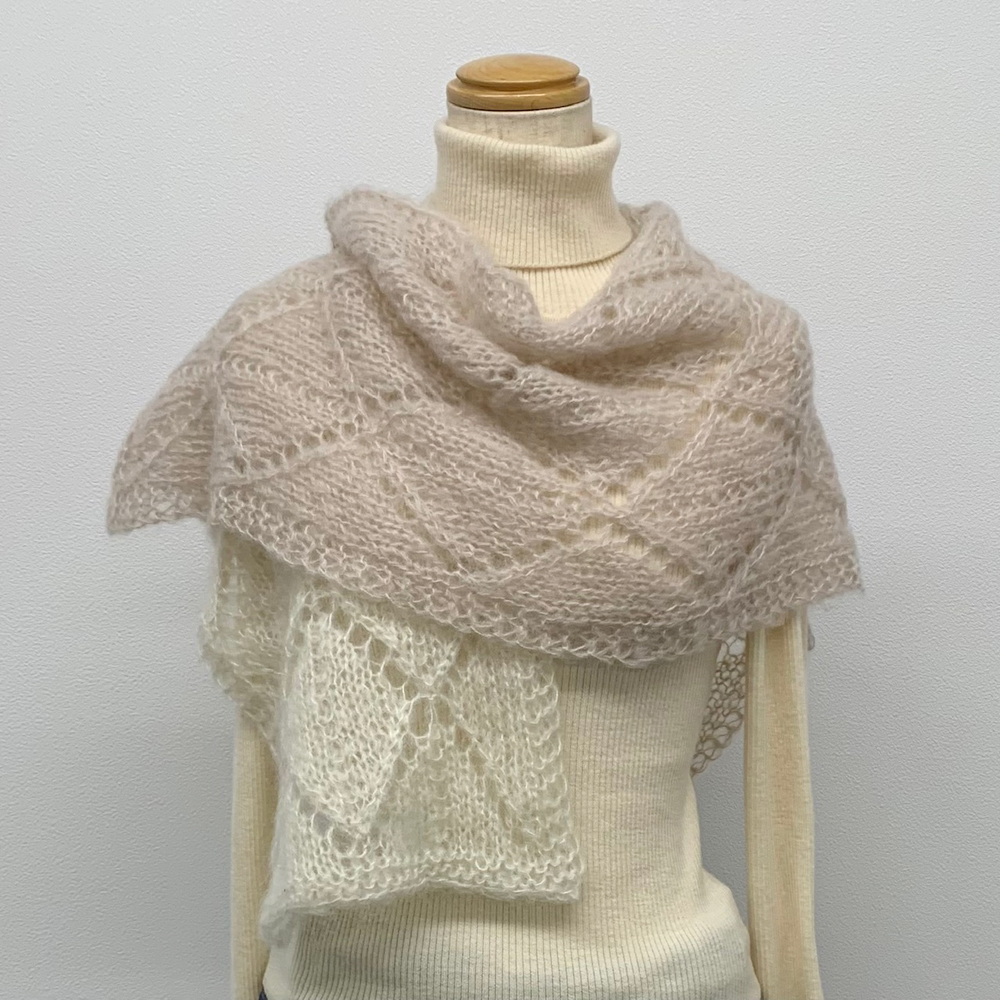 透かし模様の直角つなぎストール | 手作りレシピ | クロバー株式会社