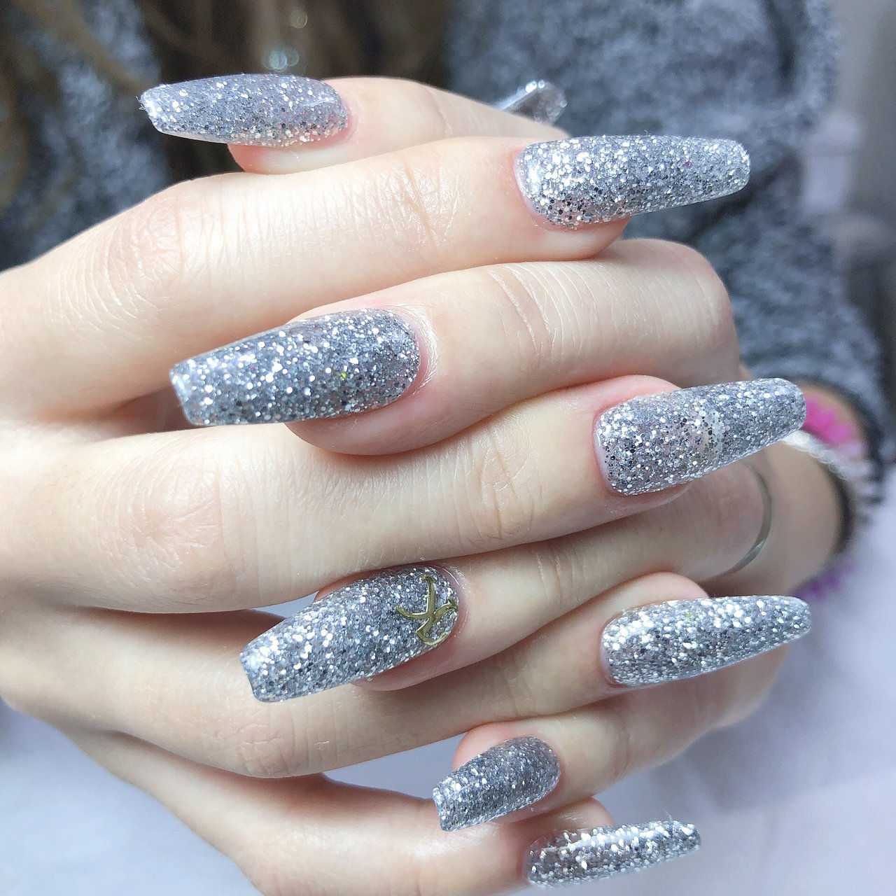 オールシーズン/ラメ/ロング/シルバー/スカルプチュア - crystal brush