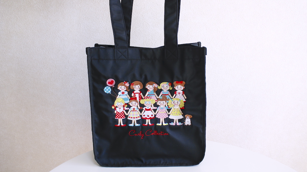 ポケット付き刺繍トートバッグ☆カーリーガールズ/ブラック - カーリー