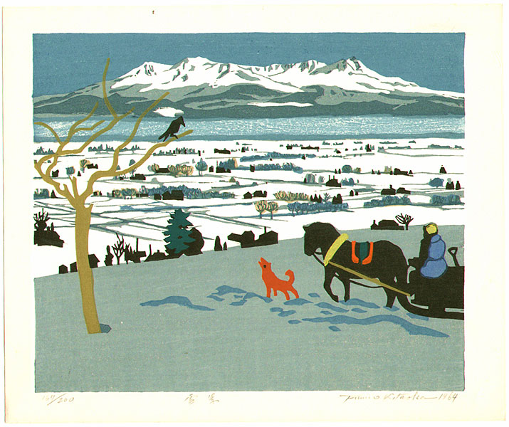 北岡文雄による浮世絵「Snow Scene」