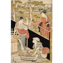 鳥居清長による浮世絵「（井戸端）」