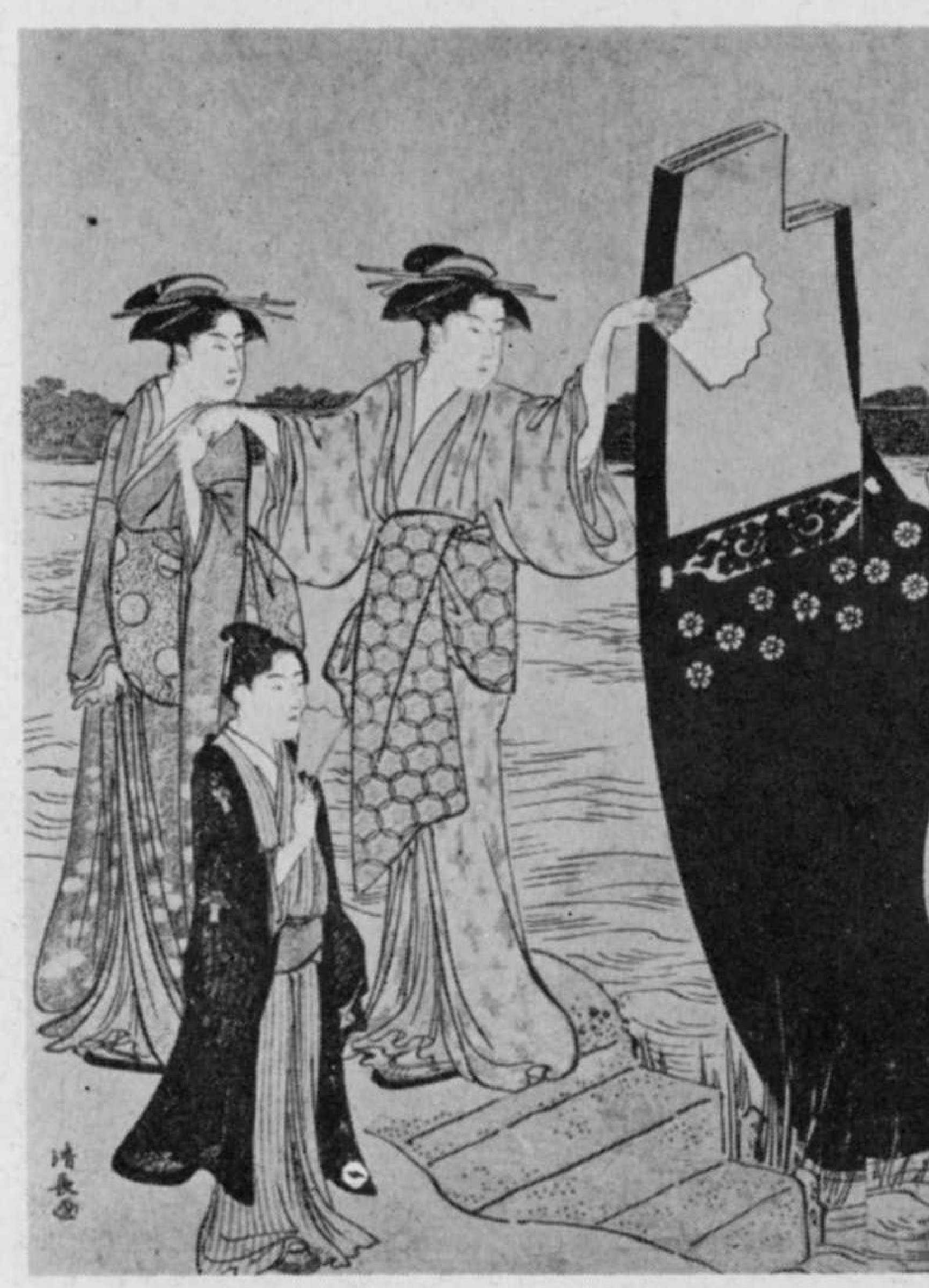 鳥居清長による浮世絵「（涼み舟 左）」