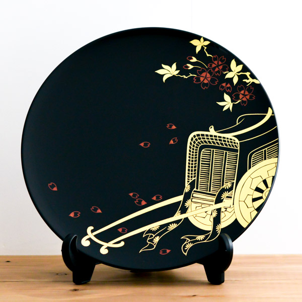 送料無料】 飾り皿 御所車 11号 皿立付き / 置物 飾皿 スタンド 絵皿