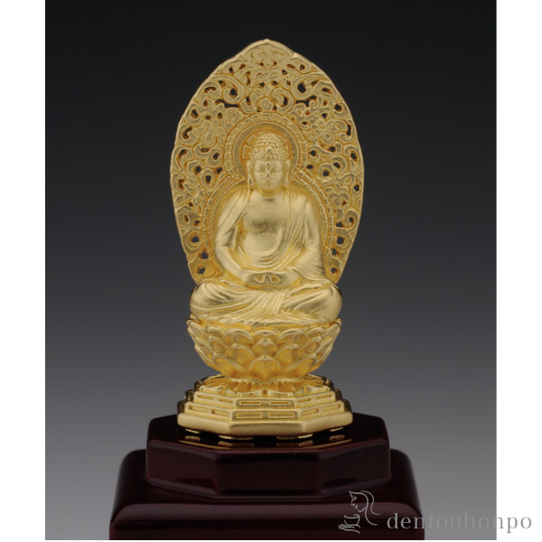 送料無料】 純金製 お守り御本尊 阿弥陀如来 戌・亥年 ガラスケース