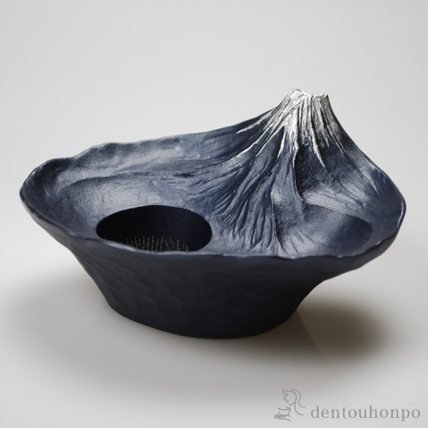 送料無料】 水盤 さかさ富士 青富士 剣山付 / 花器 いけばな 生け花