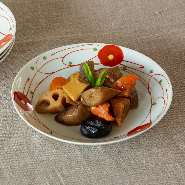 皿 赤絵小花 5号 5個セット / プレート おつまみ 料理 和食 洋食