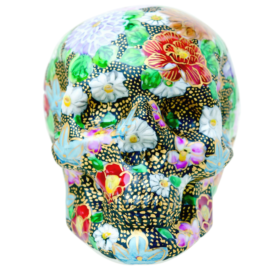 九谷焼SKULL～髑髏～ スカル小 極上花詰 - 九谷焼 髑髏 ～SKULL