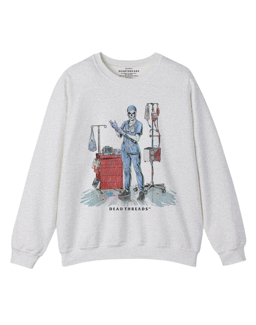 DEADSIDE NURSE (FEMALE) - BLUE SCRUBS CREWNECK SWEATSHIRT – Dead