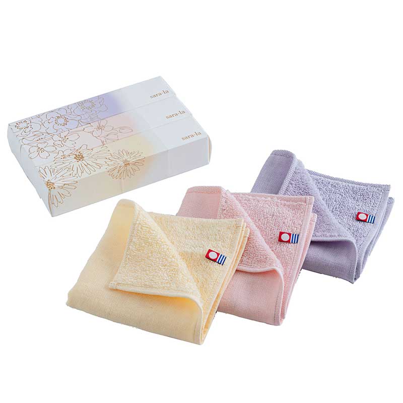 今治タオル sara-la「咲-saki-」ガーゼパイルハンカチ 3枚ギフトBOX 綿