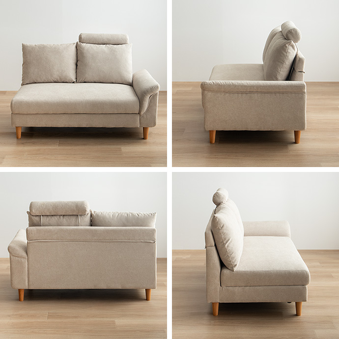 g118092]【2点セット】オットマン付き2人掛け収納カウチソファ 2人掛け