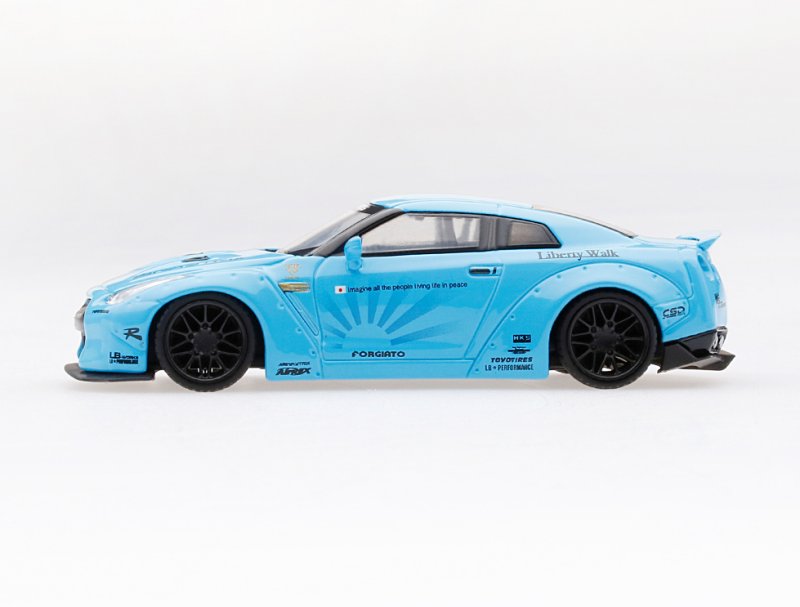 MINI GT New LB WORKS Nissan GT-R (R35) Matte Grey/Light Blue
