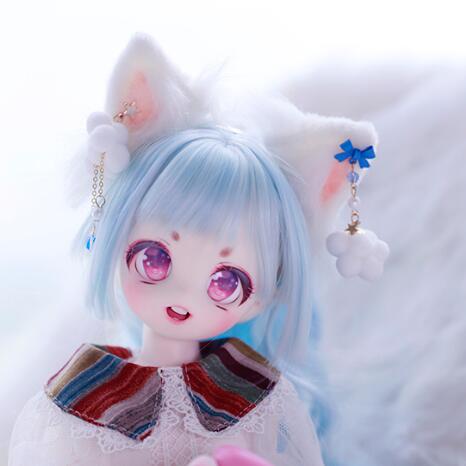猫耳（白：リボン装飾）【DD/SD/MDD】（MiniDD・DD・SD Girl）｜DOLK