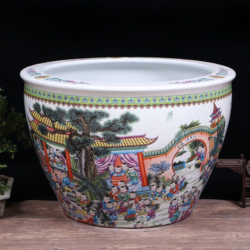 免運到府陶瓷魚缸蓮花釭金魚荷花釭水養釭陶瓷大缸水缸荷花缸酒店飯店魚