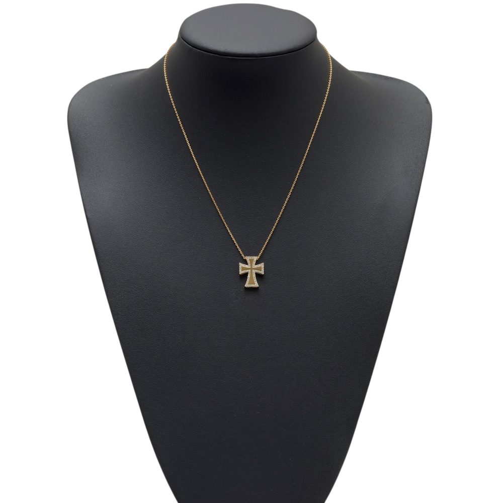 K18イエローゴールド ダイヤモンド クロス ネックレス J405547 | ユキ