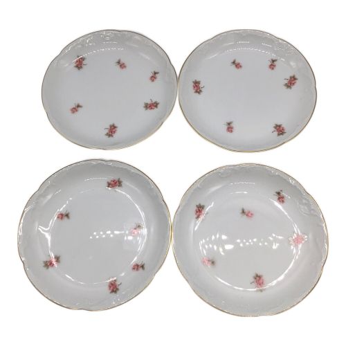 大倉陶園 (オオクラトウエン) 銘々皿 ホワイト×ピンク 15㎝ 小花 4P
