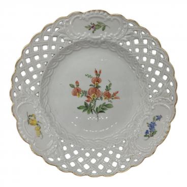 Meissen (マイセン) 透かしプレート ヨゴレ有 ベーシックフラワー