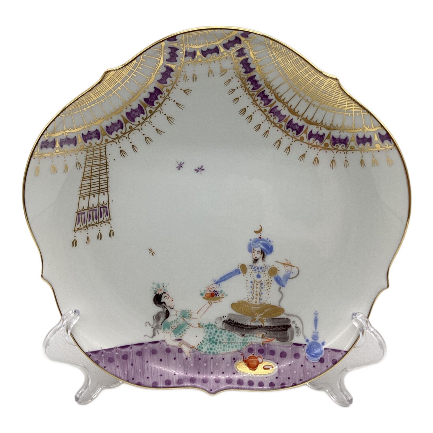 Meissen (マイセン) 19cmプレート 680710 23501,裏 金彩 アラビアン